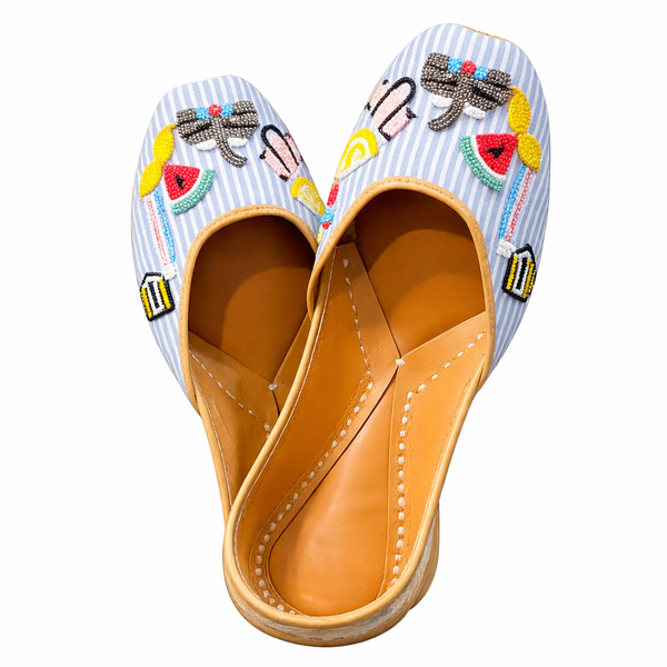 Elephant Stripe Beaded- Hand embroidered Jutti