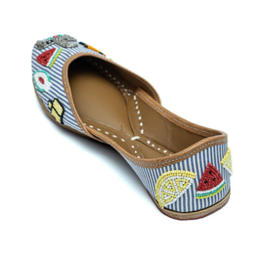 Elephant Stripe Beaded- Hand embroidered Jutti