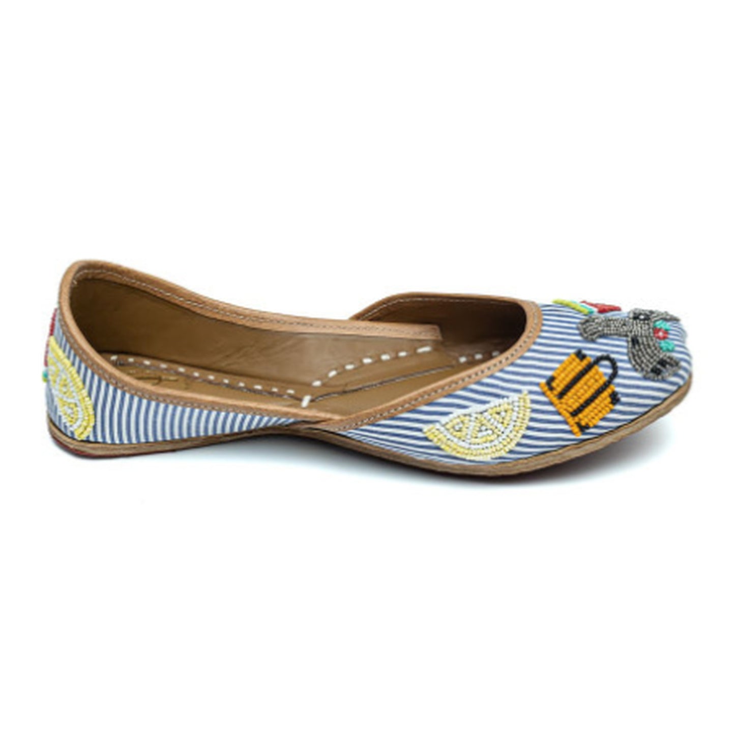 Elephant Stripe Beaded- Hand embroidered Jutti